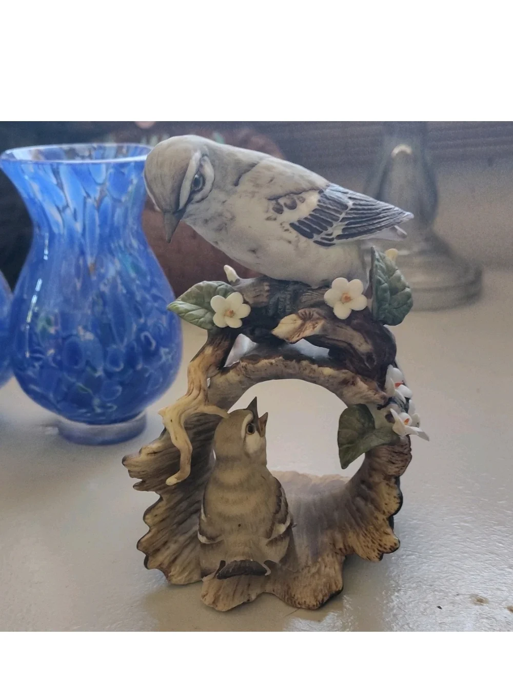 Hand-Painted Ceramic Bird Figurine - Beige & Brown